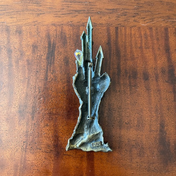 Vintage Signed JJ JONETTE Jewelry Castle Aurora Borealis Crystal Brooch 3.5" - Picture 3 of 3